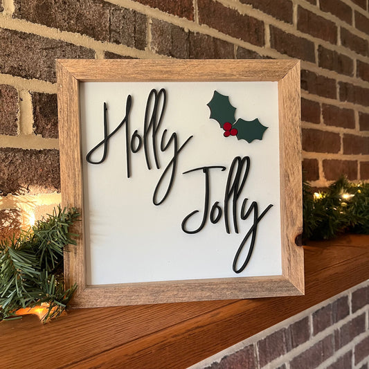 Holly Jolly 3D wood sign