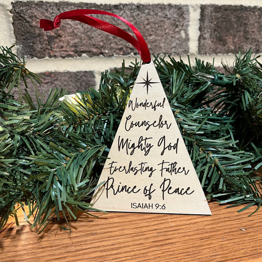 Wood Christmas Ornament - names of Jesus