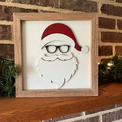 Santa with Glasses 3D wood sign