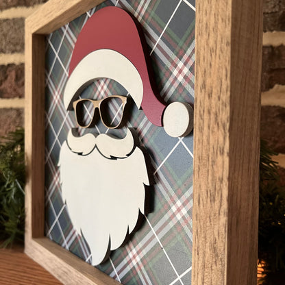 Santa with Glasses 3D wood sign