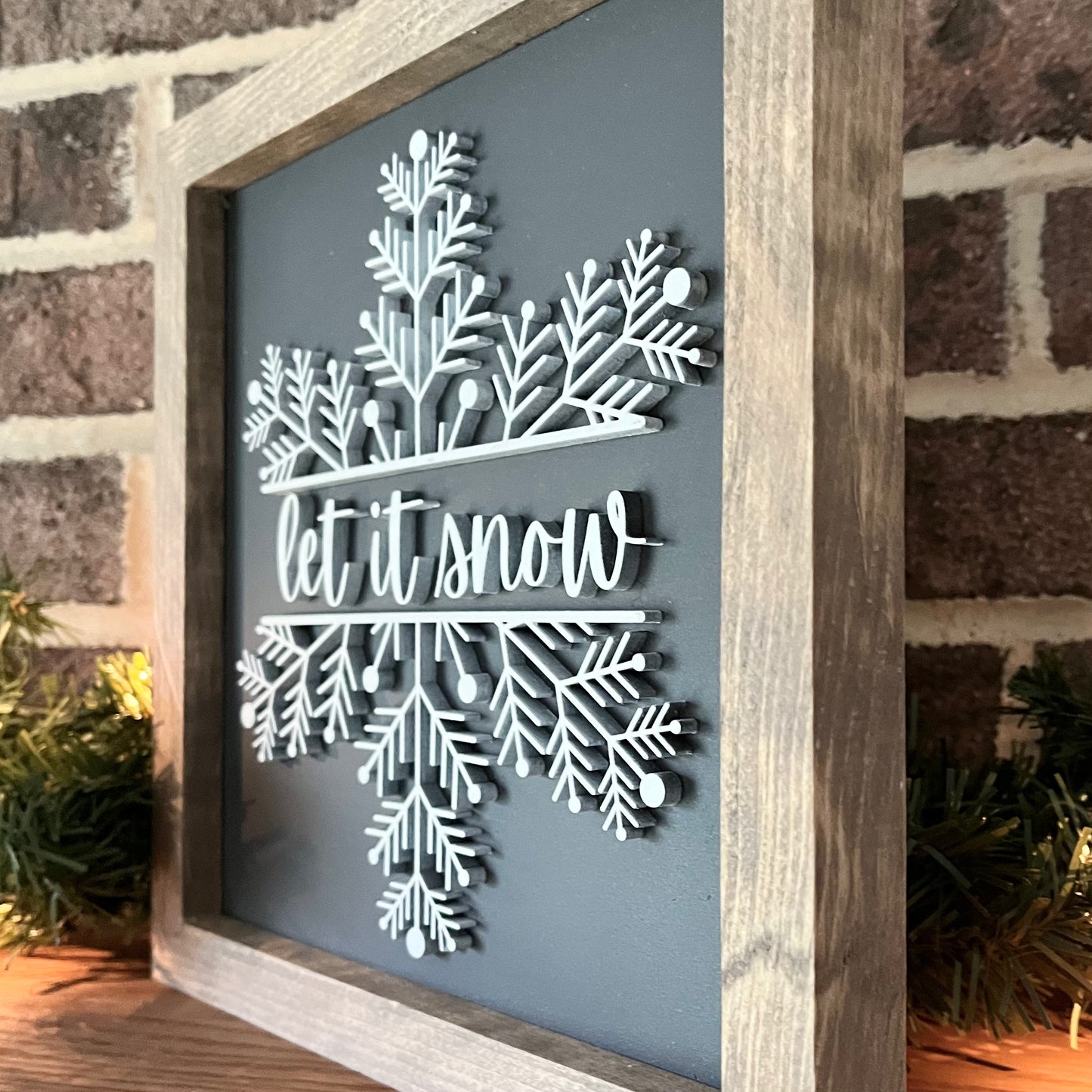 Let it snow 3D wood sign